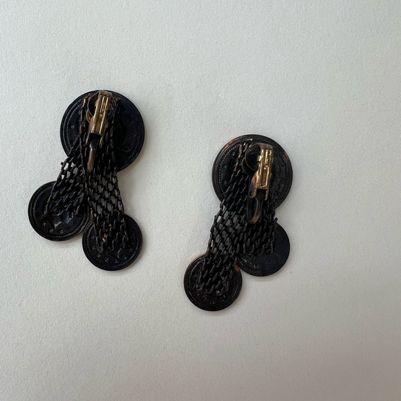 Vintage Copper Earrings Clip On Coin Dangle Style - Picture 7 of 8